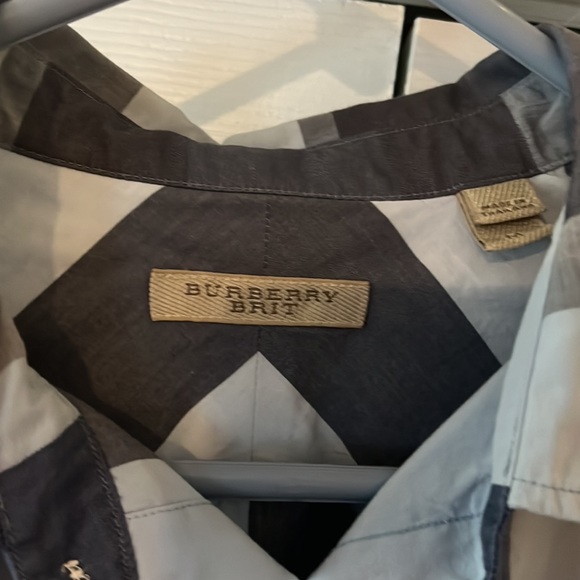 burberry slim fit check stretch poplin button up shirt blue check - Picture 2 of 4